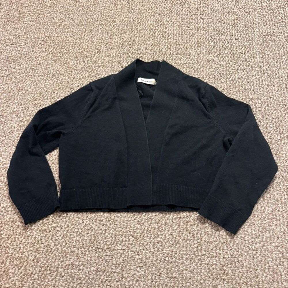 Calvin Klein Black Cropped Open Front Cardigan Shrug Small